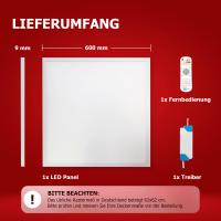 LED Panel 60x60 3CCT 3000K-4000K-6000K 40W dimmbar TUYA Fernbedienung PLs3.0
