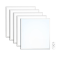 5x LED Panel 62x62 Neutralweiß 5000K 40W dimmbar Fernbedienung Slim Alu PLe2.2