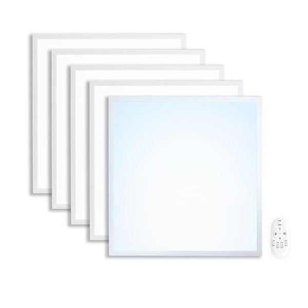 5x LED Panel 62x62 Tageslichtweiß 6000K 40W dimmbar Fernbedienung Slim Alu PLe2.2