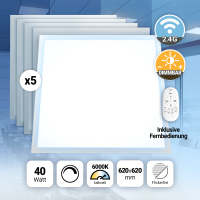 5x LED Panel 62x62 Tageslichtweiß 6000K 40W dimmbar...
