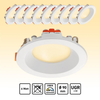 10x LED Einbaustrahler Warmweiß 3000K 6W UGR19 LED Einbauspot Ø90mm PLm
