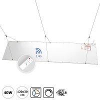 LED Panel 120x30 3CCT 3000K-4000K-6000K 40W dimmbar 2,4G mit Fernbedienung mit Drahseil-Aufhängeset PLs3.0