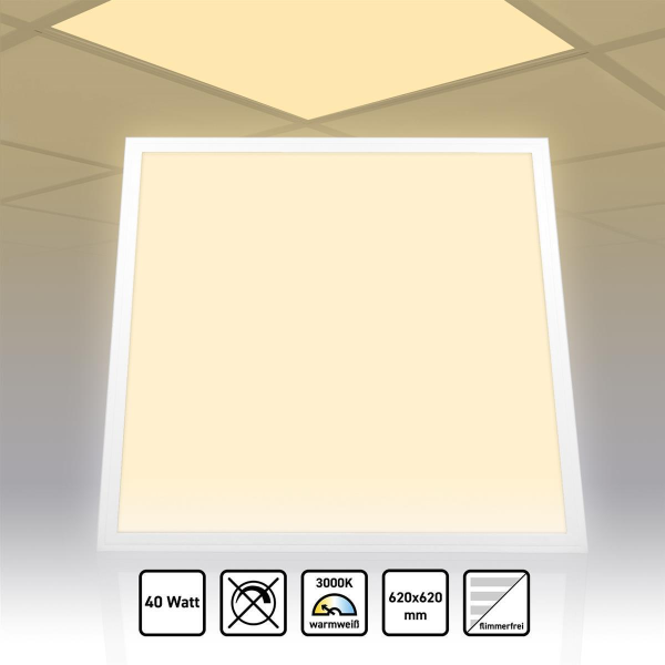 LED Panel 62x62cm Warmweiß 3000K 40W 3400lm Slim Alu PLe2.2