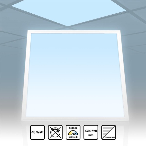 LED Panel 62x62 Tageslichtweiß 6000K 40W nicht dimmbar PLe2.2