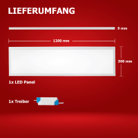 Aktion! LED Panel 120x30cm Warmweiß 3000K 40W 3400lm Slim Alu PLe2.2
