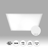 5x LED Panel 62x62 cm Tageslichtweiß 6000K 36W UGR<19 Blendarm Bildschirmarbeitsplatz