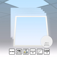 5x LED Panel 62x62 cm Tageslichtweiß 6000K 36W UGR<19 Blendarm Slim Alu