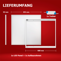 LED Panel 60x60 3CCT 3000K-4000K-6000K 40W dimmbar Triac Steck-Aufbaurahmen  PLs3.0