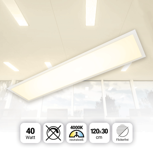 LED Panel 120x30cm Neutralweiß 4000K 40W 3400lm Slim Alu PLe2.2