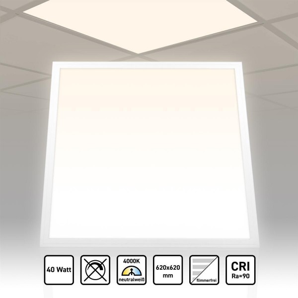 LED Panel 62x62 Neutralweiß 4000K 40W CRI90 Hohe Farbwiedergabe