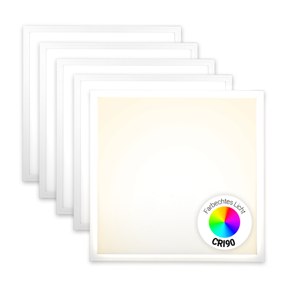 5x LED Panel 62x62 Neutralweiß 4000K 40W CRI90 Hohe Farbwiedergabe PLs3.0