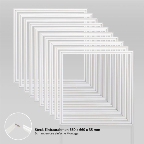10x Einbaurahmen LED Panel 62x62 cm Montagerahmen Unterputz Alu weiß