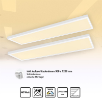 2x LED Panel 120 x 30 cm Warmweiß 3000K 40W flimmerfrei inkl. Steck-Aufbaurahmen Serie PLe2.2