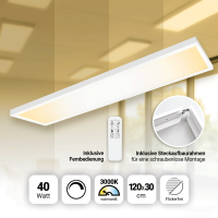 LED Panel 120x30 Warmweiß 3000K dimmbar Aufbaurahmen 2.4G Fernbedienung 40W 3400lm PLe2.2