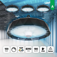 4x LED Hallenstrahler 100W Sensor Kaltweiß 6000k...