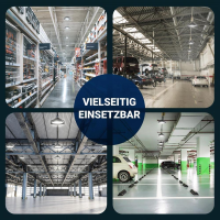 LED Hallenstrahler Alureflektor Highbay 100W Kaltweiß 6000k dimmbar IP65 90° Abstrahlwinkel 160lm Abdeckung