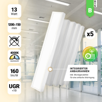 5x LED Anbauleuchte 120x15cm Neutralweiß 4000K 13W...