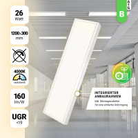 LED Anbauleuchte 120x30cm Neutralweiß 4000K 26W...