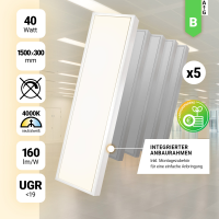 5x LED Anbaupanel 150x30cm Neutralweiß 4000K 40W...