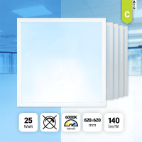 5x LED Panel 62x62cm Tageslichtweiß 6000K 25W LED...