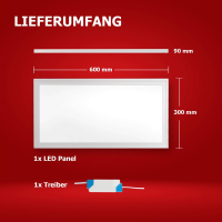 RESTPOSTEN LED Panel 60x30cm 3CCT 3000K-4000K-6000K 24W Montage Alu Aufbaurahmen Pls2.1