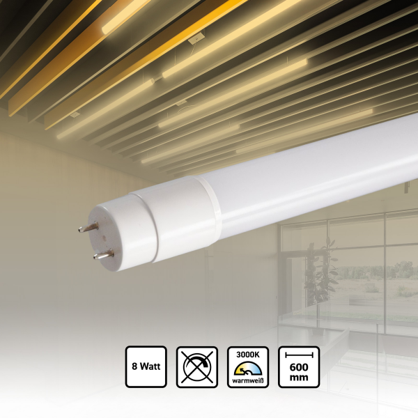 RESTPOSTEN 10x LED Röhre 600mm Warmweiß 3000K 8W T8 G13 Glas mattiert TLir2.0