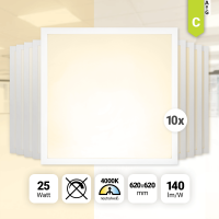 10x LED Panel 62x62cm Neutralweiß 4000K 25W LED...