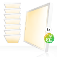 8x LED Panel 62x62cm Warmweiß 3000K 25W LED...