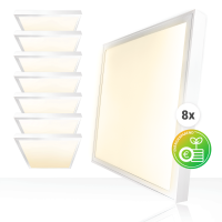 8x LED Panel 62x62cm Neutralweiß 4000K 25W LED Deckenleuchte Aufbaurahmen LED Rasterleuchte 140lm BLe 2.0