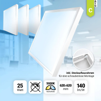 4x LED Panel 62x62cm Neutralweiß 5000K 25W LED...