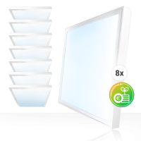 8x LED Panel 62x62cm Neutralweiß 5000K 25W LED Deckenleuchte Aufbaurahmen LED Rasterleuchte BLe 2.0