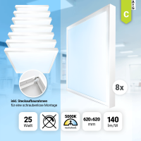 8x LED Panel 62x62cm Neutralweiß 5000K 25W LED...