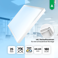 LED Panel 62x62cm Neutralweiß 5000K 25W LED Deckenleuchte Aufbaurahmen LED Rasterleuchte 180lm