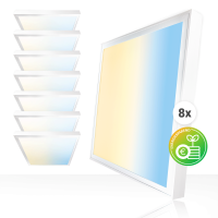 8x LED Panel 62x62 3CCT 3000K 4000K 6000K LED Deckenleuchte 25W LED Rasterleuchte 160lm Aufbaurahmen BLs 2.0