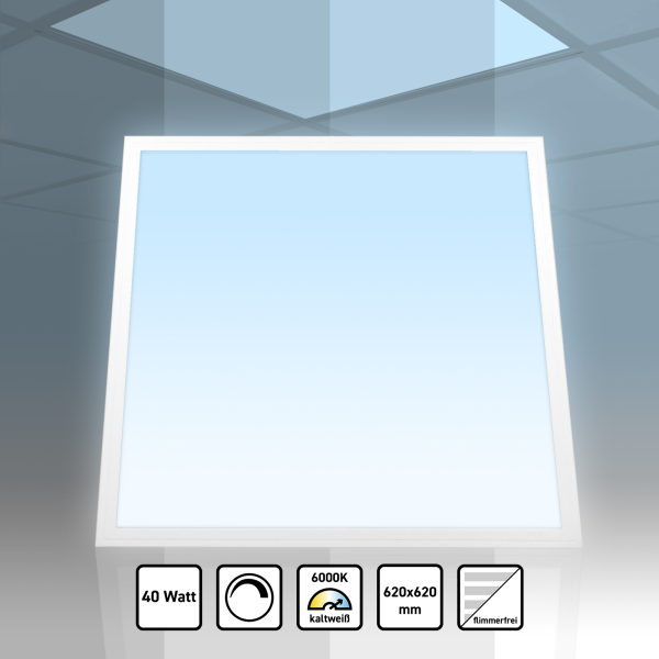 LED Panel 62 x 62 cm Tageslichtweiß 6000K 40W Dimmbar 0-10V PLe2.2