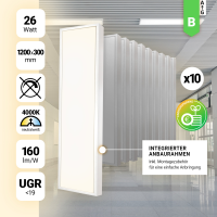 10x LED Anbaupanel 120x30cm Neutralweiß 4000K 26W...