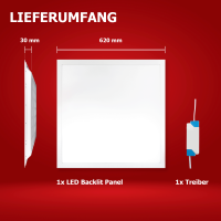 LED Panel 62x62cm Neutralweiß 5000K LED Deckenleuchte 25W 165lm UGR19 blendarm BLs 2.0