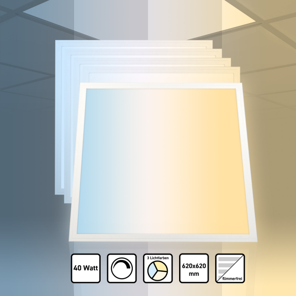 5x LED Panel 62x62 3CCT 3000K-4000K-6000K 40W dimmbar 0-10V PLs3.0