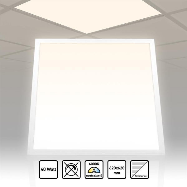 LED Panel 62x62 Neutralweiß 4000K 40W dimmung wählbar Slim Alu PLe2.2