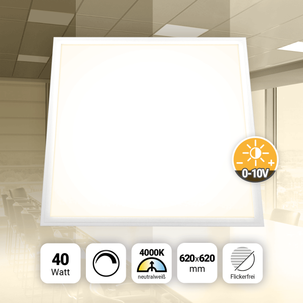 LED Panel 62x62cm Neutralweiß 4000K 40W Dimmbar 0-10V PLe2.2