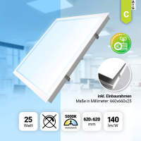 LED Panel 62x62cm Neutralweiß 5000K 25W 3500lm...