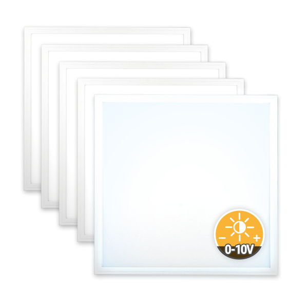 5x LED Panel 62x62 Neutralweiß 5000K 36W dimmbar 0-10V 4320lm Slim Alu PLs3.0