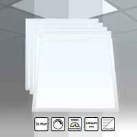 5x LED Panel 62x62 Neutralweiß 5000K 36W dimmbar 0-10V 4320lm Slim Alu PLs3.0