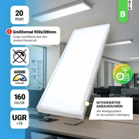 LED Anbaupanel 90x30cm Tageslichtweiß 6000K 20W UGR<19 Aufbaurahmen Aufbauleuchte BLt