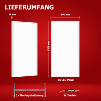 LED Anbaupanel 120x60cm 3CCT 3000 4000K 6000K 38W 6080lm UGR<19 Anbauleuchte BLt