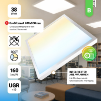 LED Anbaupanel 90x90cm 3CCT 3000/4000/6000K 38W 6080lm...