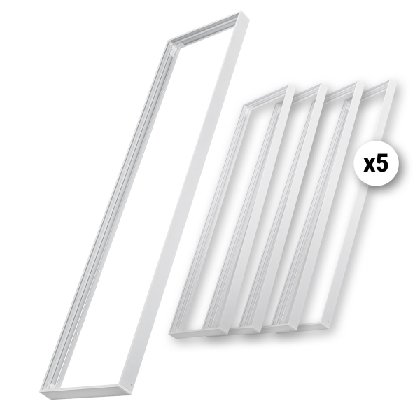 5x LED Panel Aufbaurahmen 120x30x4,25cm Aufputzrahmen Montagerahmen Schraublos Weiß
