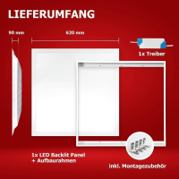 LED Panel 62x62cm Neutralweiß 5000K 25W 165lm Aufbaurahmen UGR19 blendarm BLs 2.0