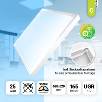 LED Panel 62x62cm Neutralweiß 5000K 25W 165lm Aufbaurahmen UGR19 blendarm BLs 2.0