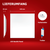 LED Backlit Panel 62x62 3CCT 3000/4000/6500K 25W 180lm inkl.Treiber BLa